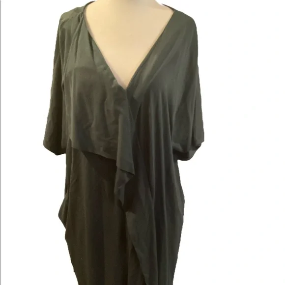 COS | Dresses | Cos Green V Neck Draped Front Detail Short Sleeve Dress |  Poshmark